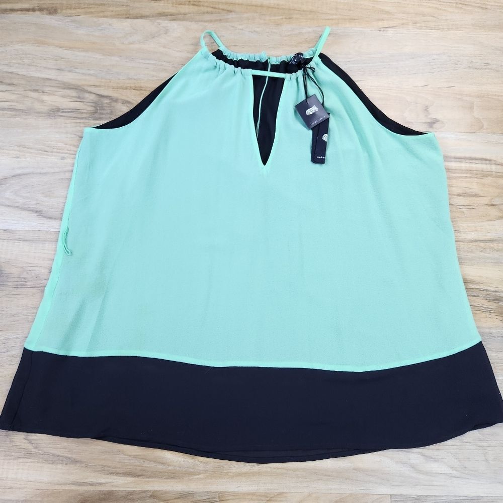 🔹️NWT Naked Zebra Mint & Blue Keyhole Sleeveless Top Large